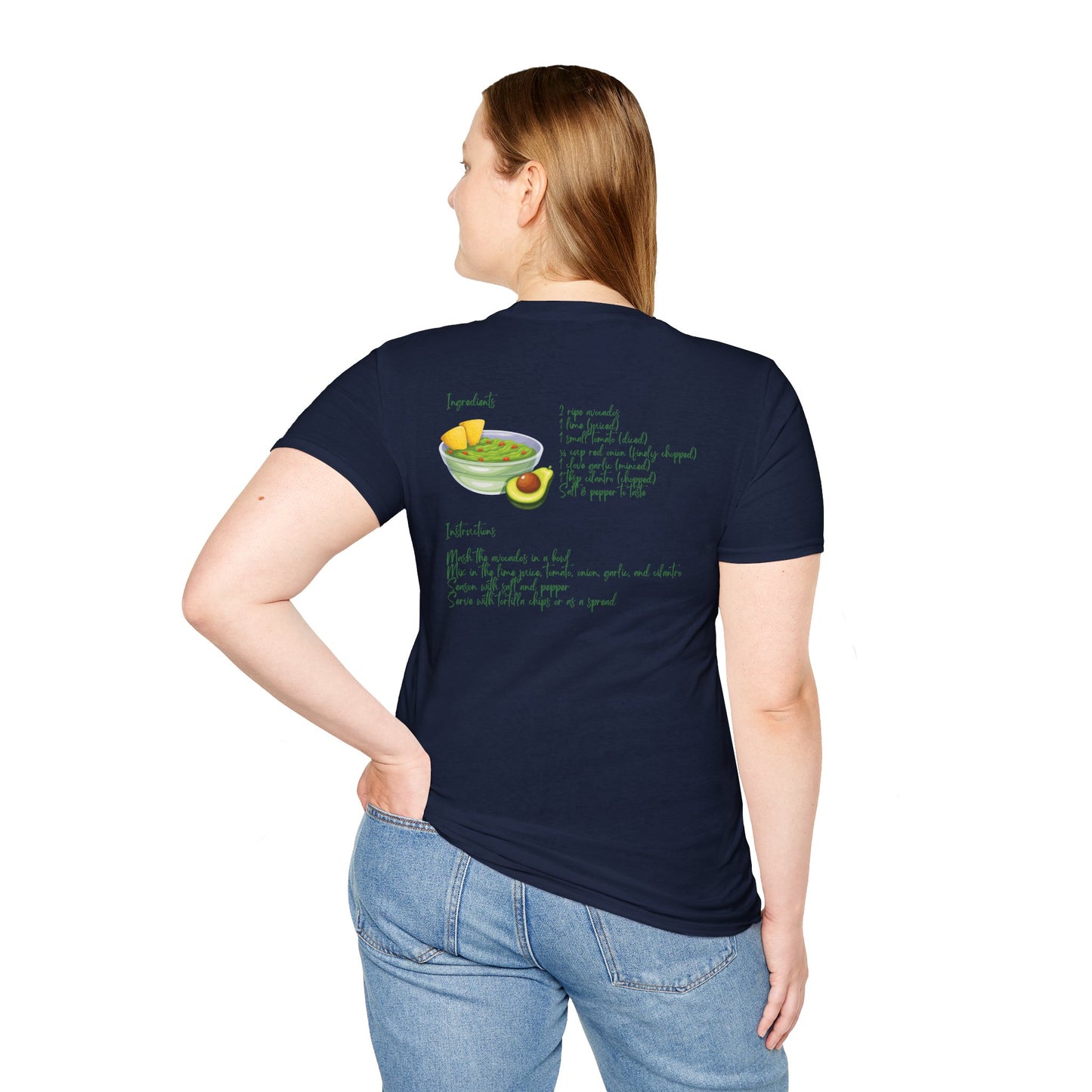 Cute Avocado Recipe T-Shirt | Double-Sided Delight | | Unisex